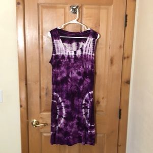 Pink Lotus Purple Tie-Dye Dress, Size: M